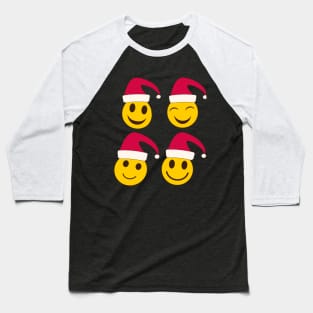 Santa Christmas Smileys Baseball T-Shirt